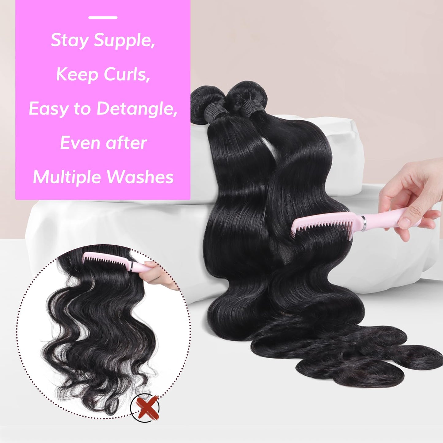 IDN BEAUTY 15A Cambodian Raw Human Hair Bundles Natural Black Weave Bundles Unprocessed Raw Hair Bundles Double Weft Full-Length Strands Full Thick Ends BW Human Hair 16 Inch