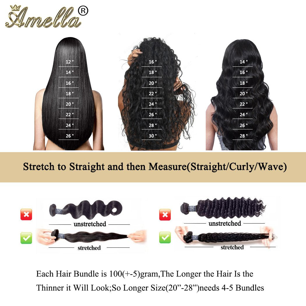 Amella Hair 8A Grade Uprocessed Brazilian Water Wave virgin hair 3 Bundles Virgin Human Hair Natural Black Color(14 16 18)