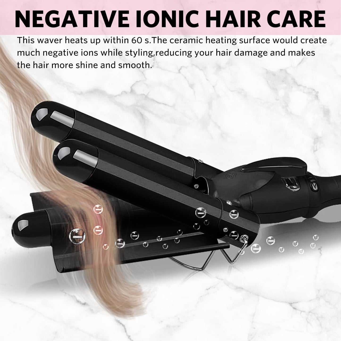 SOMOYA 25mm Black Ceramic Hair Iron - Heats Up Fast, Protects Hair, Adjustable Temperature