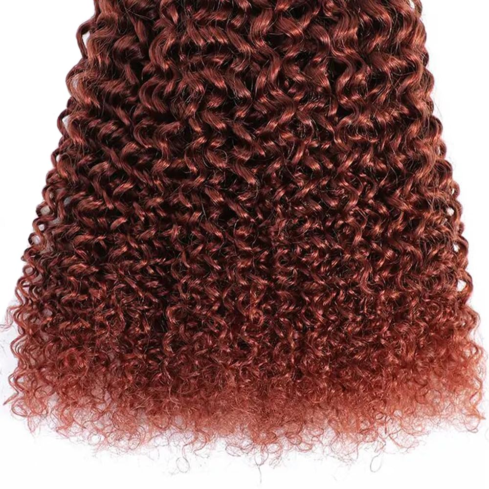 Reddish Brown Bundles Copper Kinky Curly Human Hair Bundles Color 33 Bundles Human Hair 3 Bundles 14 16 18 Inch Auburn Curly Wave Bundles Copper Red Bundles