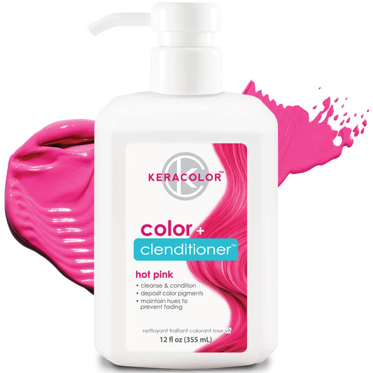 Keracolor Clenditioner HOT PINK Hair Dye - Semi Permanent Hair Color Depositing Conditioner, Cruelty-free, 12 Fl. Oz.