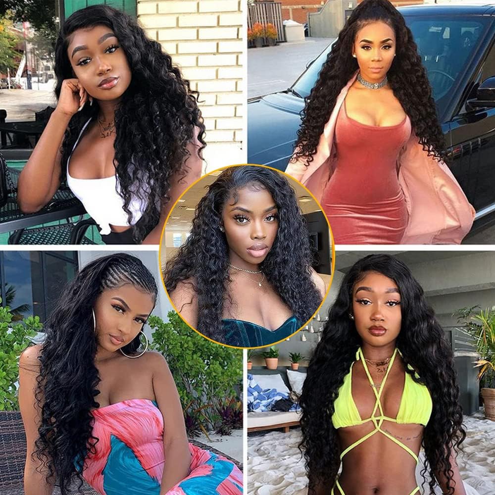 QTHAIR 14A Brazilian Virgin Hair Deep Wave Hair Extensions(18'' 20'' 22'' 24'',400g) 100% Unprocessed Deep Wave Brazilian Virgin Human Hair Wave Bundles