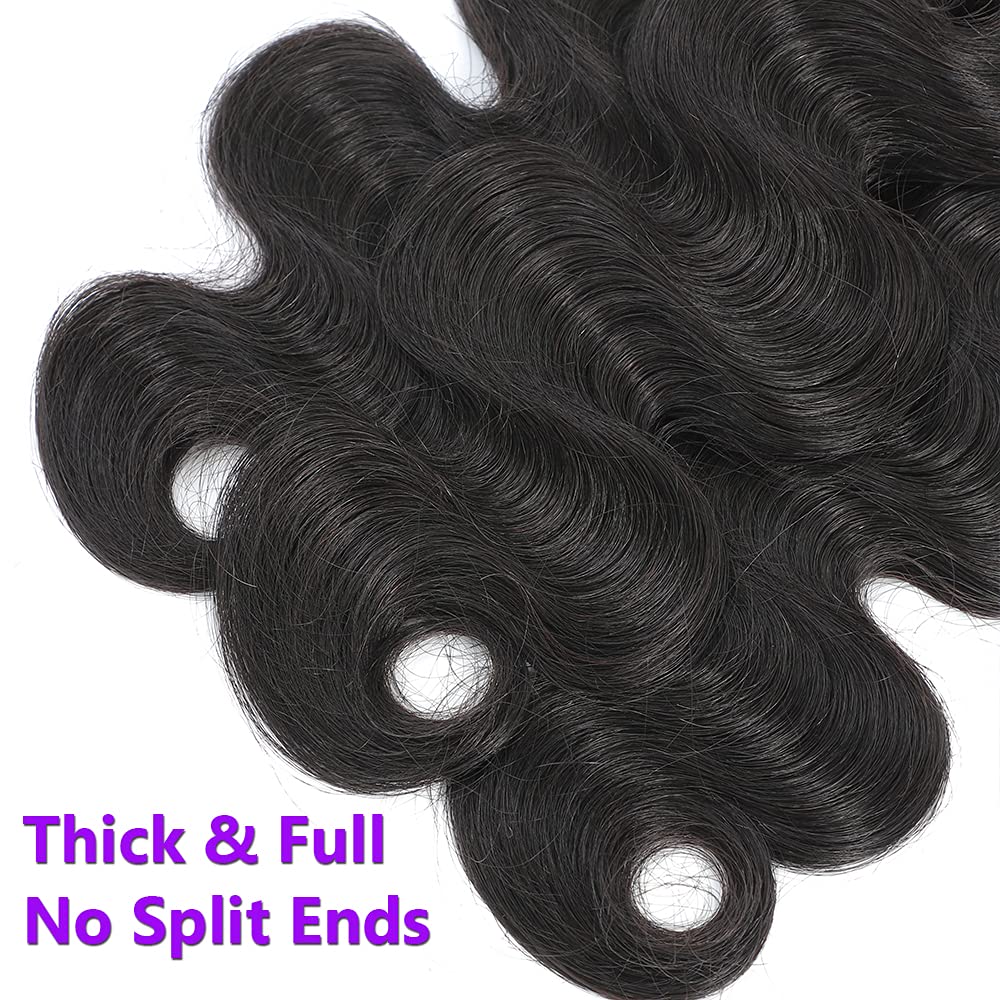 UDesire 12A Brazilian Body Wave Virgin Hair 3 Bundles 14 16 18inch 100% Unprocessed Virgin Human Hair Weave Bundles Natural Black Remy Hair