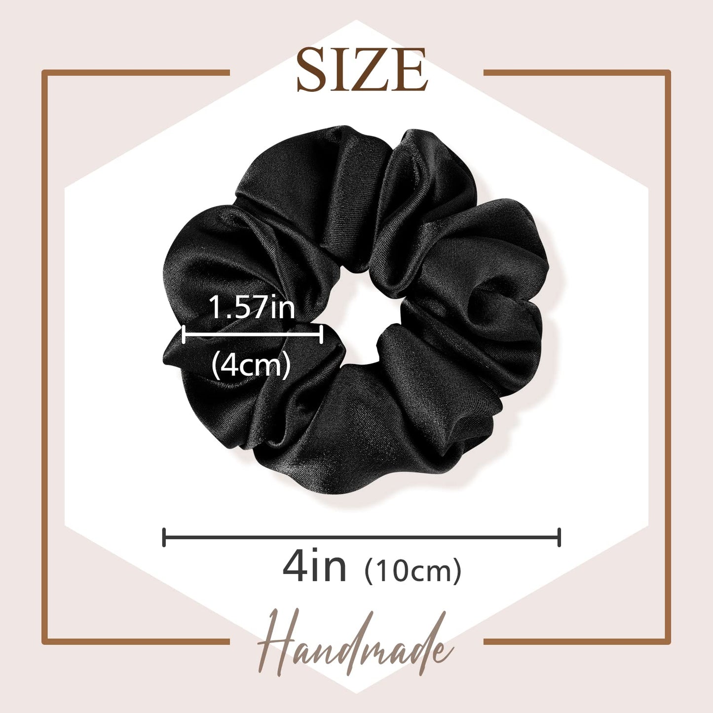 Fittia Silk Satin Hair Scrunchies for Women, Soft Silky Scrunchies for Hair with Elastics Band, 5 Pack, Black