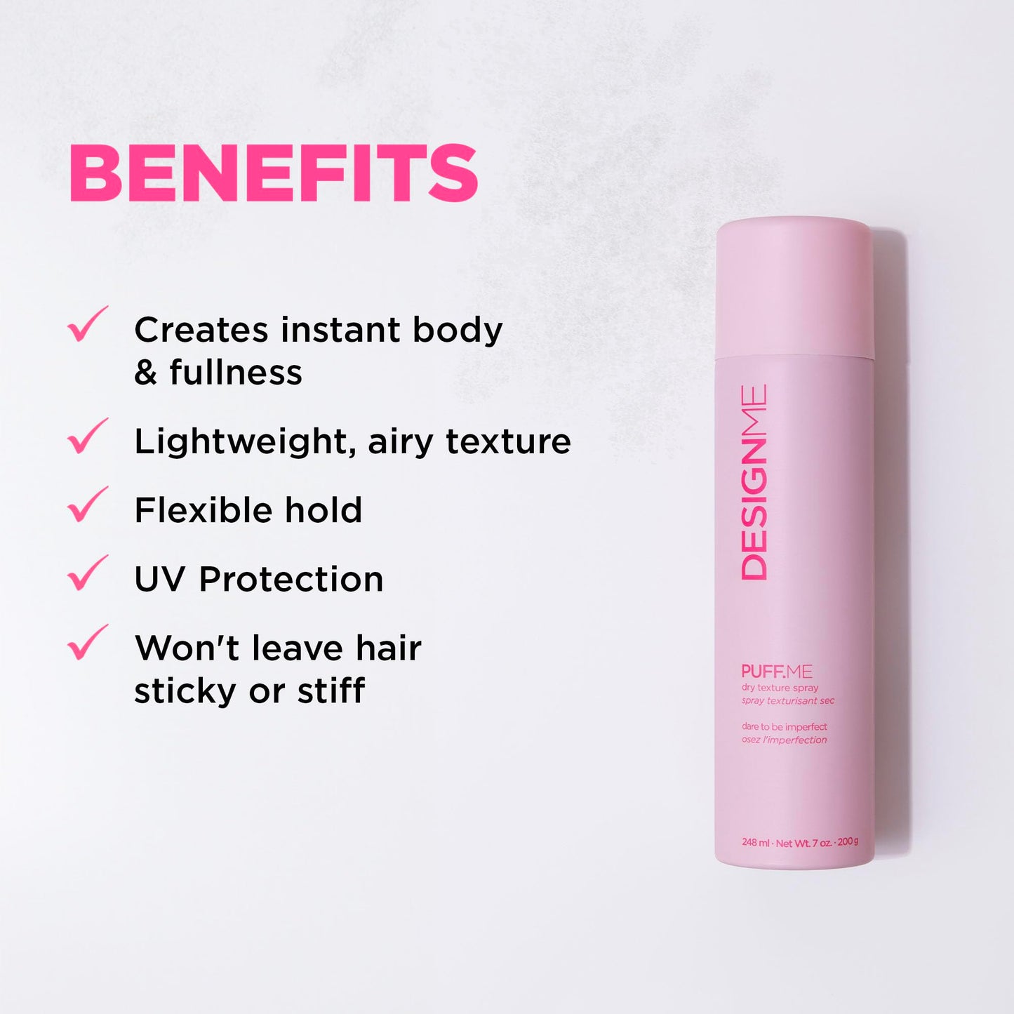 PUFF.ME Volumizing Spray & Volumizing Mousse for Curly Hair Bundle by DESIGNME | 7-Oz Dry Texture Spray for Hair & 8.5-Oz Curly Hair Mousse | Color-Safe, Flexible-Hold Hair Texture Spray & Mousse