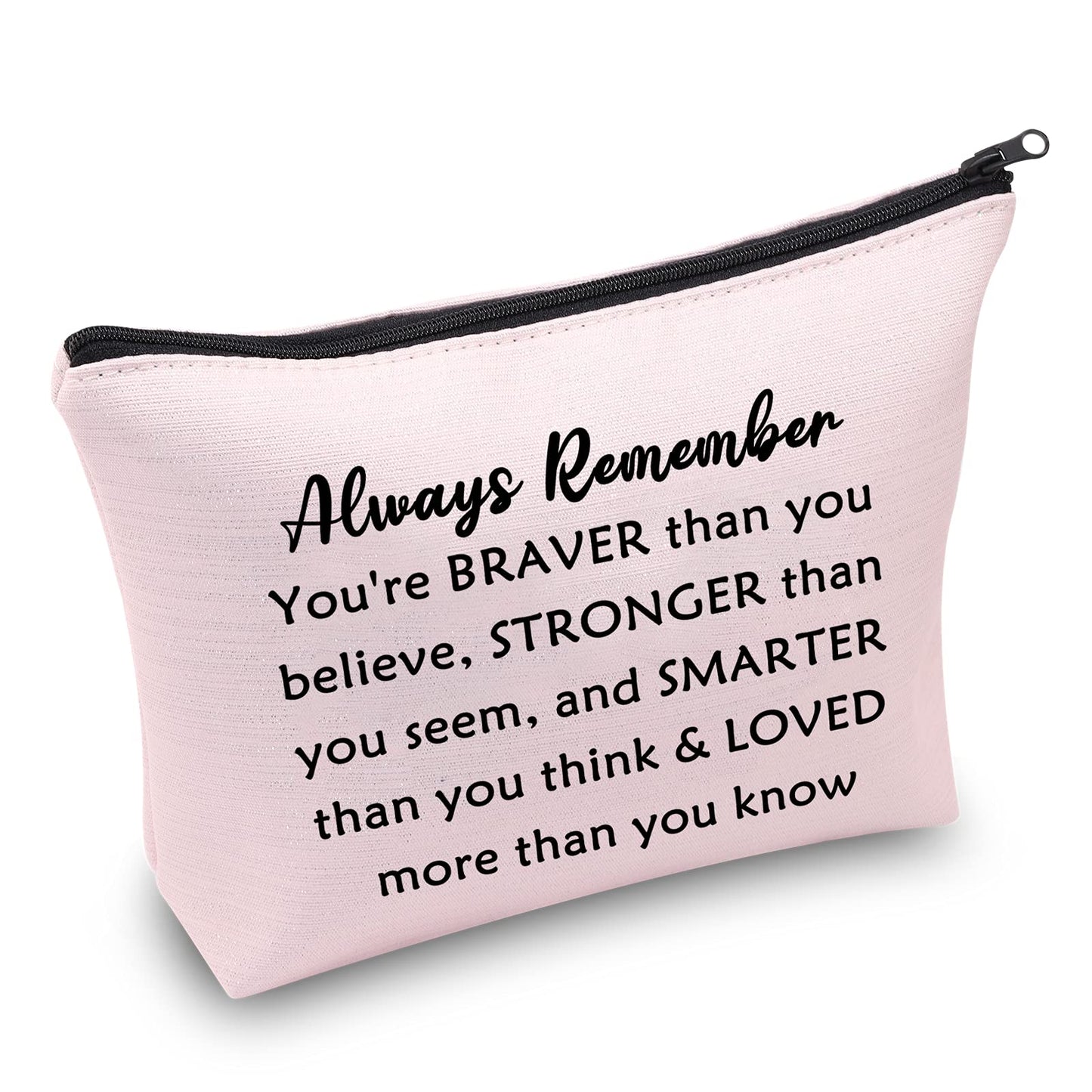 MBMSO Sweet 17 Makeup Bag Happy 17th Birthday Gift Bag 17 Year Old Gifts Inspirational Gifts always Remember You are Braver than You Believe (Sweet 17 pink)