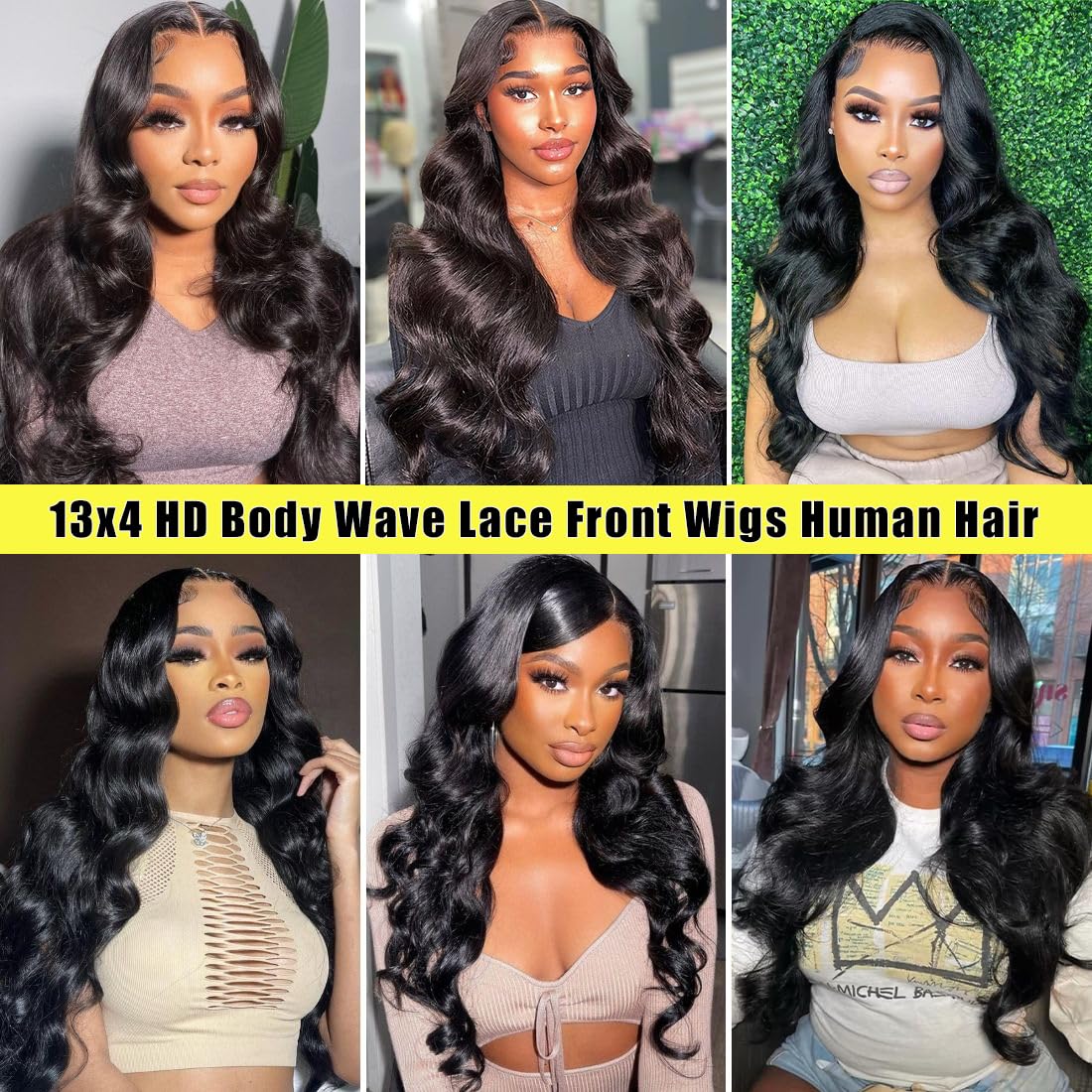 UYGLJK Body Wave Lace Front Wigs Human Hair Pre Plucked 180 Density 18 Inch 13x4 HD Transparent Frontal Glueless Wigs Human Hair with Baby Hair Natural Hairline Human Hair Wigs for Black Women