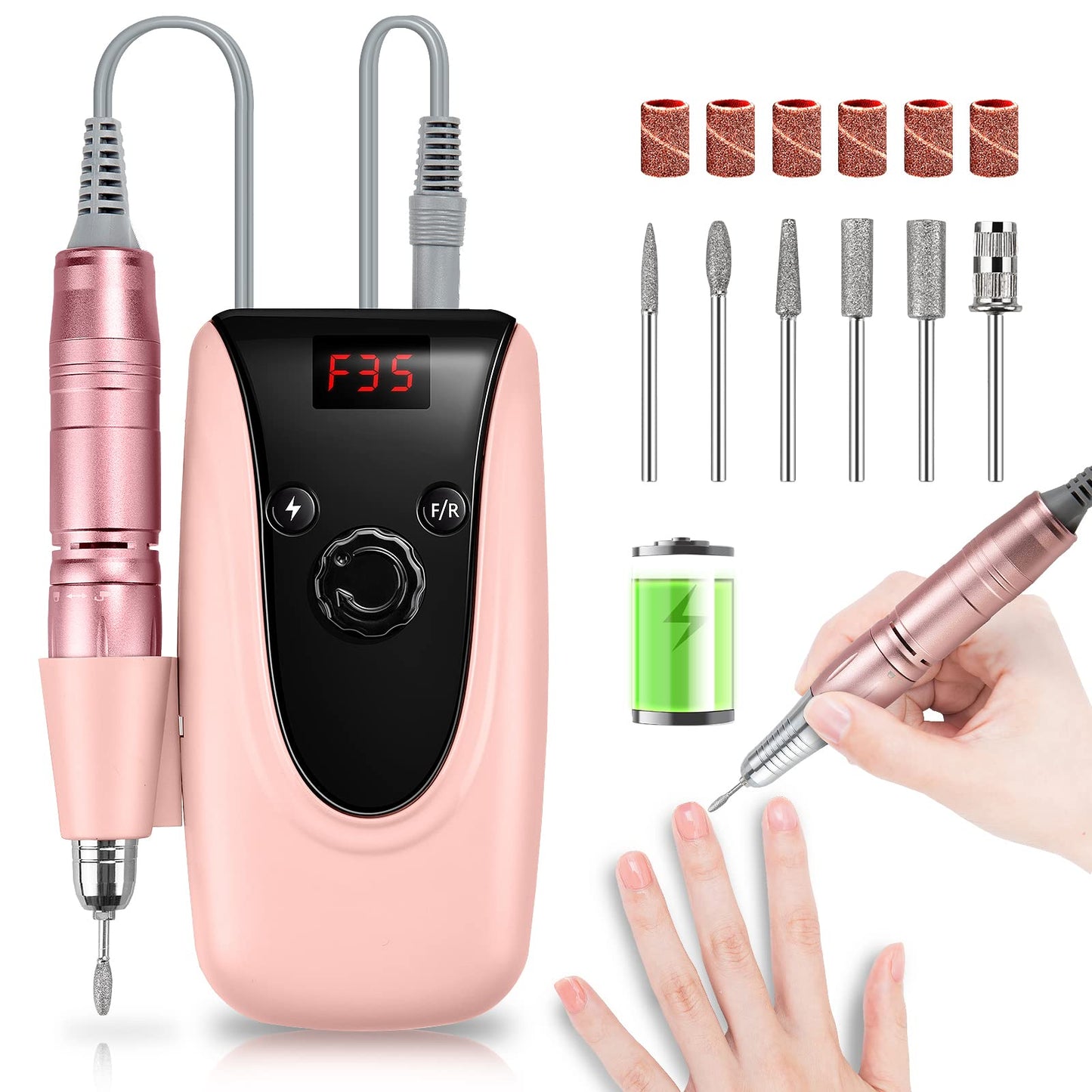 Rechargeable 35000 RPM Nail Drill Machine for Acrylic Gel Nails and 16W Mini UV LED Nail Lamp