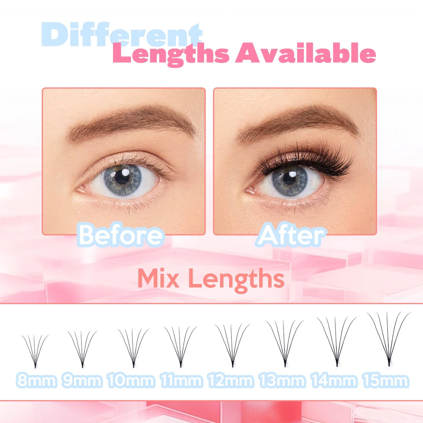 FADLASH 600 Premade Volume Fans Wispy Lash Extensions Natural Look Handmade Lashes Loose Fan Volume Eyelashes Thickness 0.07 D Curl Eyelash Extension Mix Length (5D-0.07D-8-15mm)