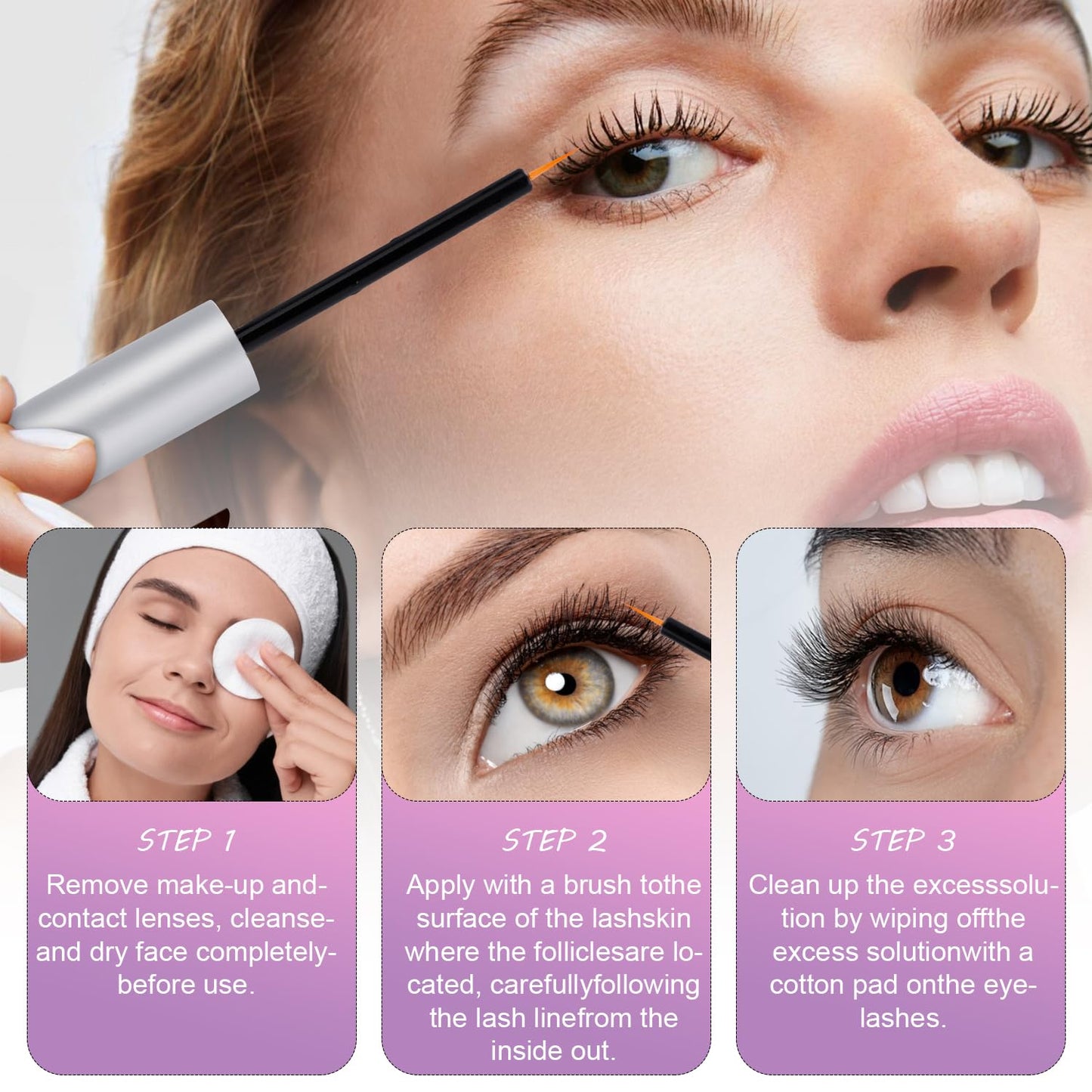 Premium Eyelash Growth Serum and Eyebrow Enhancer by Aomock, Lash Serum - 5ml,Lash Boost Serum for Longer, Fuller, Thicker Lashes & Brows