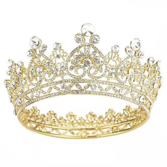 COCIDE Gold Crown and Tiara for Women Crystal Queen Crowns for Girls Rhinestones Princess Headband Luxury Full Round Hair Accessories Jewelry for Wedding Prom Bridal Party Halloween Costume (GOLD)