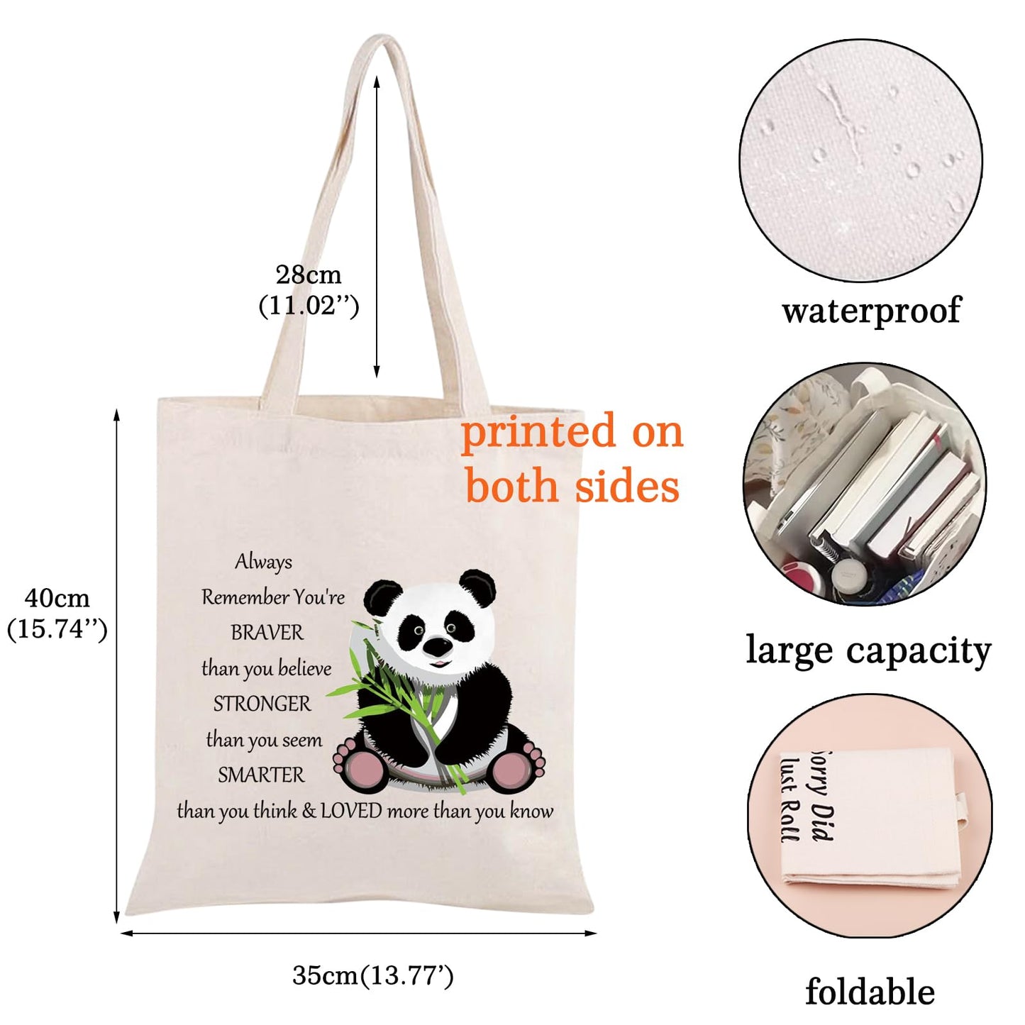 JNIAP Panda Cosmetic Bag Makeup Zipper Pouch Bag Animal Panda Lover Gift for Women Birthday Christmas Day Gift (Panda Tote)