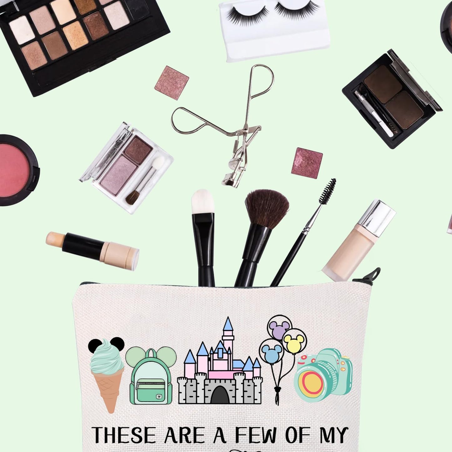 Vacation Trip Gift Fairytale Fans Cosmetic Bag Mouse Family Trip Snacks Makeup Bag Magic Kingdom Gift Mouse Ice Cream Zipper Pouch (F-things Mouse)