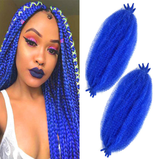 Marley Twist Braiding Hair 16 Inch Soft Springy Afro Kinky Braiding Hair, Blue Wrapping Hair for Soft Locs, Springy Afro Twist Hair For Black Women (16Inch(Pack of 2), Blue)