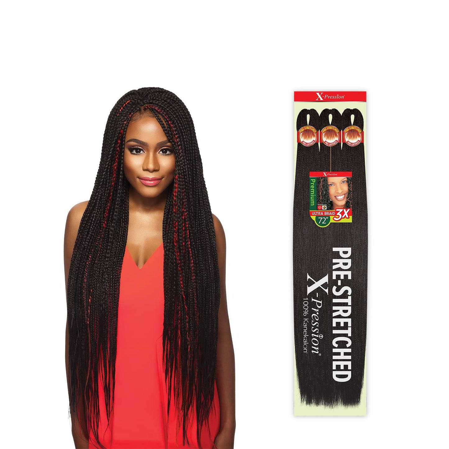 Outre Braids X-Pression Kanekalon 3X Pre Stretched Ultra Braid 72" (1-pack, 2T1B/27)