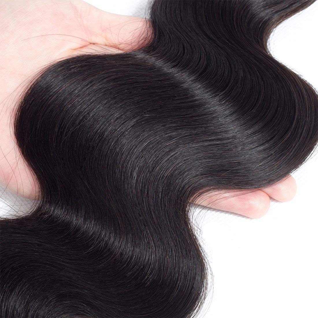 AnJudyReid 12A Body Wave Bundles Human Hair 16Inch 1 Bundle Human Hair 100% Unprocessed Brazilian Virgin Hair Double Weft Single Body Wave Human Hair Bundles Deals Hair Extensions Natural Black