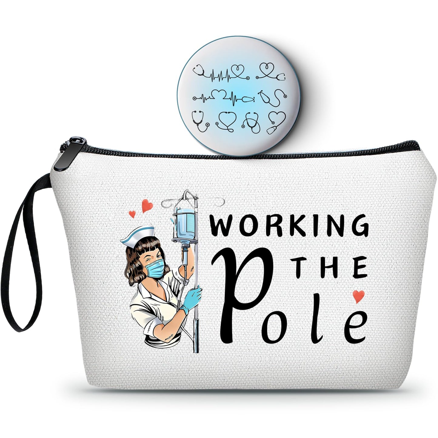 KONSOM Gifts for Nurses Females,Nurse Practitioner Gifts,Cool Gifts for Nurses,Gifts for Nurses,Cosmetic Bag with Mirror,Nursing Gifts for New Nurses,Friends Gifts,Nurse Accessories for Work