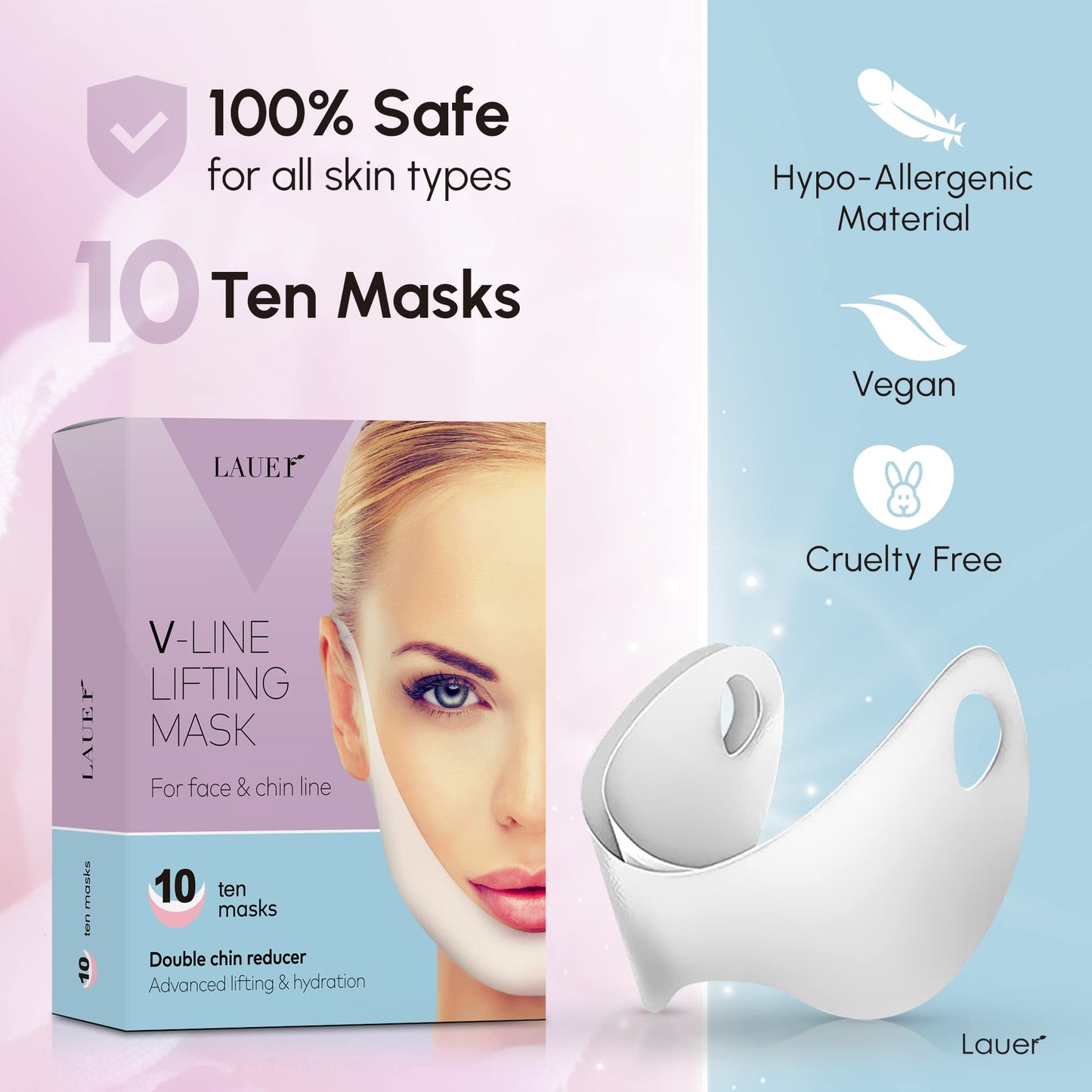 V Shaped Slimming Face Mask Double Chin Reducer V Line Lifting Mask Neck Lift Tape Face Slimmer Patch Chin Strap For Women Jawline Sculptor For Firming and Tightening Skin 10 and 25 Masks Bundle