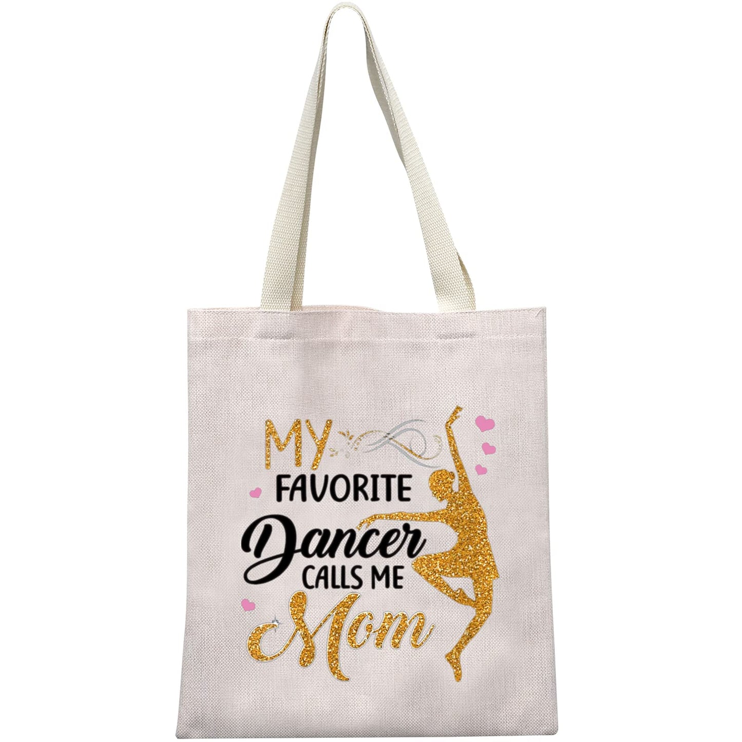 MEIKIUP Dance Mom Gift Ballet Mom Makeup Bag Dance Womens Gift My Favorite Dancer Calls Me Mom Travel Zipper Cosmetic Bag (Dancer Calls Me Mom tote bag)