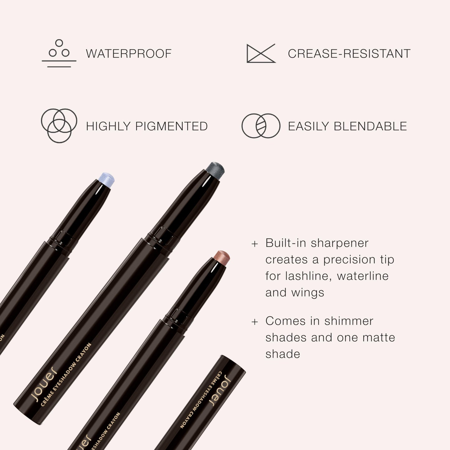 Jouer Crème Eyeshadow Crayon | Men & Women | Built-In Sharpener | Dermatologist Tested | Waterproof, Fast Drying & Crease Resistant Formula