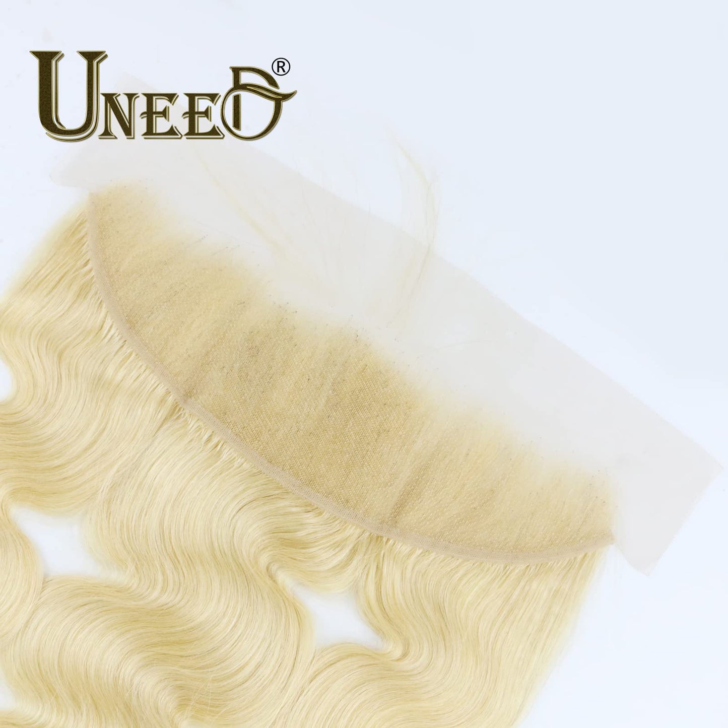 UNEED 613 Frontal 13x4 613 HD lace Frontal Blonde Transparent Lace Frontal Closure Free Part Ear To Ear Brazilian Virgin Remy Body Wave Human Hair Pre Plucked with Baby Hair Blonde Color 12 Inch