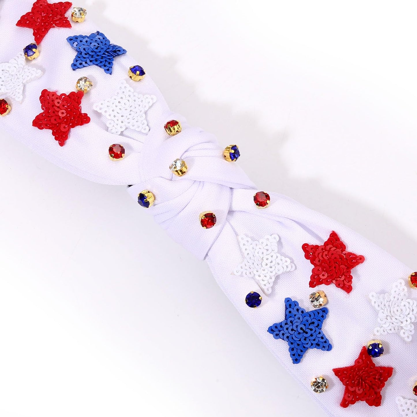 MOLOCH American Flag Headband 4th of July Headband Red White Blue USA Stars Heart Knotted Headband for Women Rhinestone Crystal Patriotic Hairband Party Hair Accessory Stars