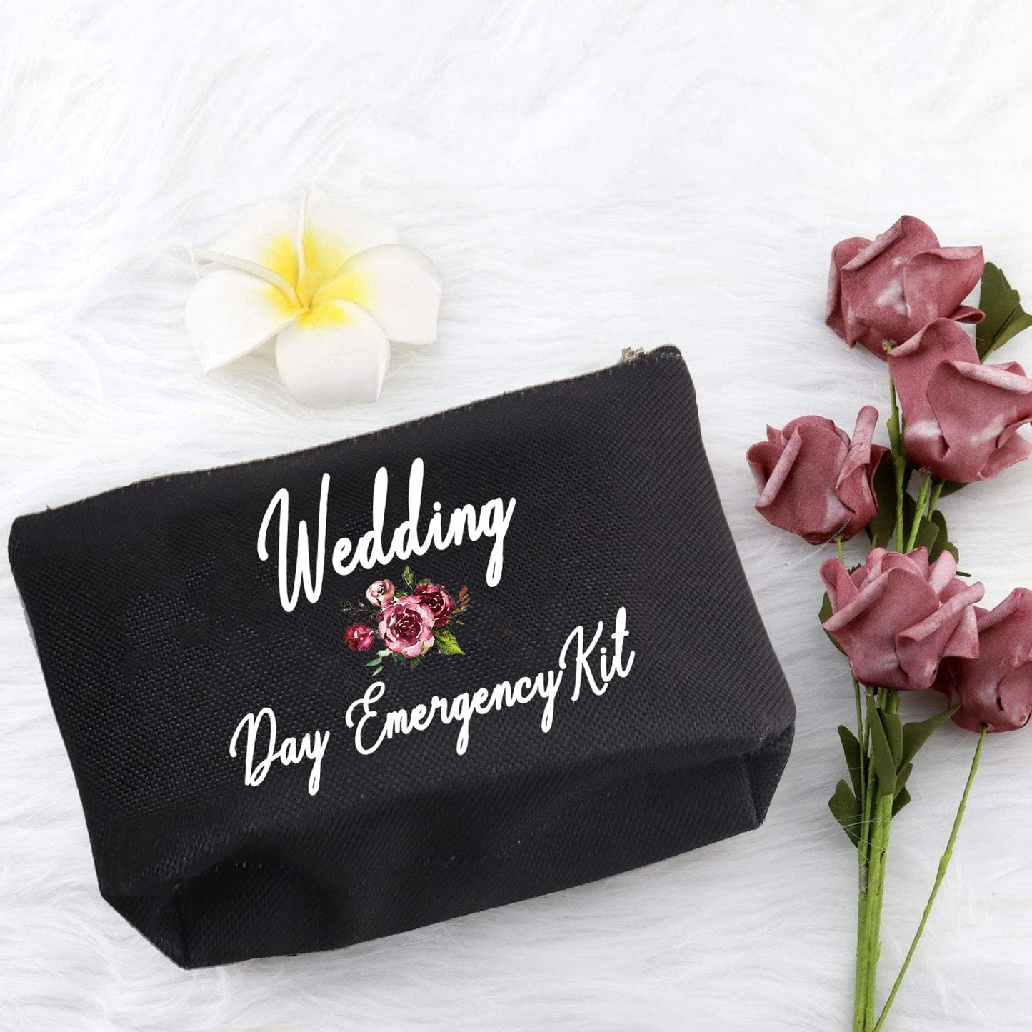 PXTIDY Bride Wedding Day Emergency Kit Bridal Shower Gift Wedding Survival Kit Makeup Bag Bride To Be Gift (black)