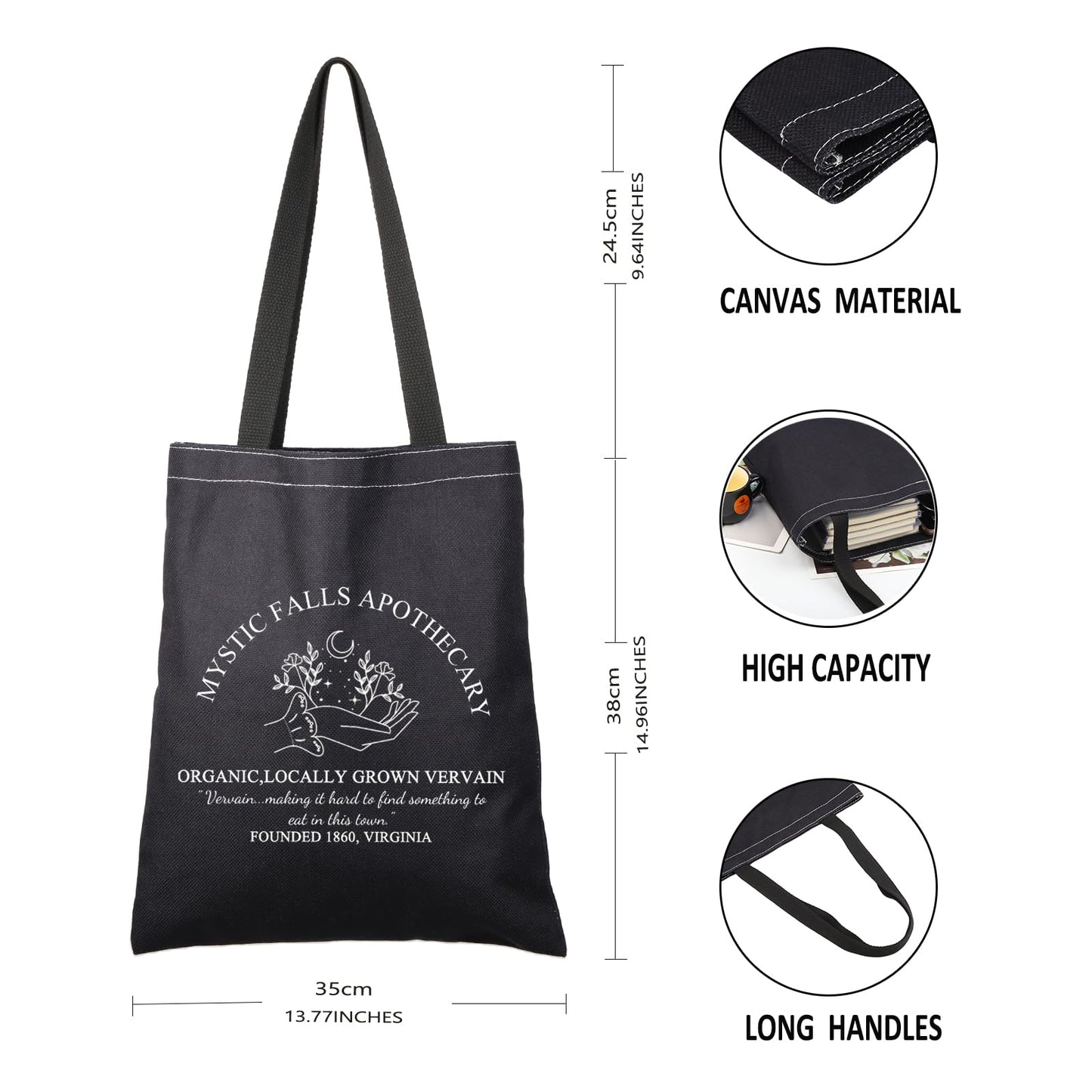 G2TUP Vampire TV Show Inspired Gift Mystic Falls Tote Bag Damon and Stefan Handbag Salvatore Brothers TVD Merch Fans Fandom (mystic falls B TB)