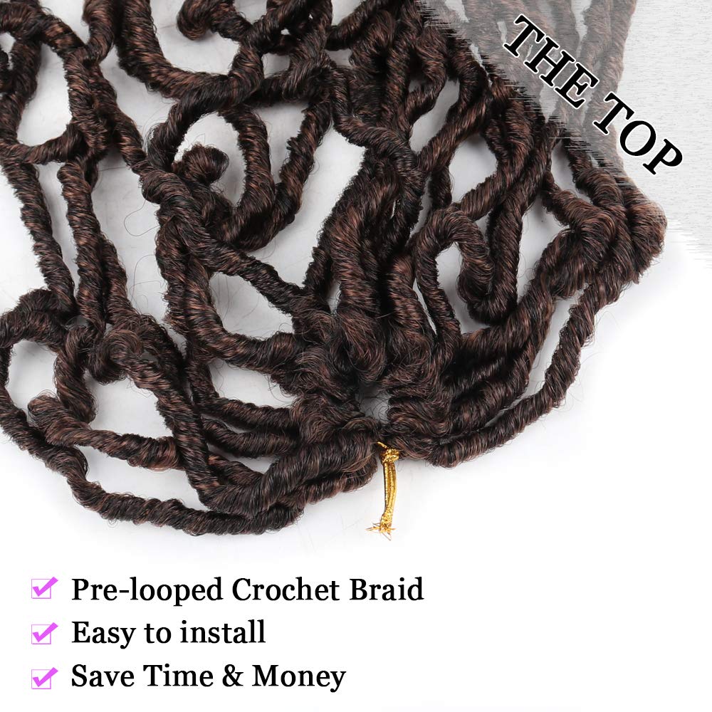 New Faux Locs Crochet Hair 18 Inch 6 Packs Natural Black New Faux Locs Crochet Hair Goddess Curly Faux Locs Crochet Hair 126 Strands (18 Inch, T1B/30)