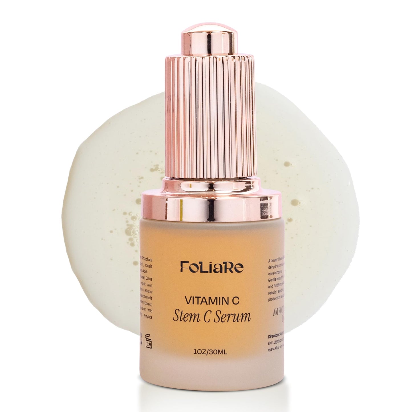 Foliare Vitamin C Face Serum Stem-C - Hydrating, Anti-Aging Serum - Sodium Ascorbyl Phosphate, Hyaluronic Acid, Vitamin E - Vegan, Cruelty-Free, Unscented - 1 fl oz