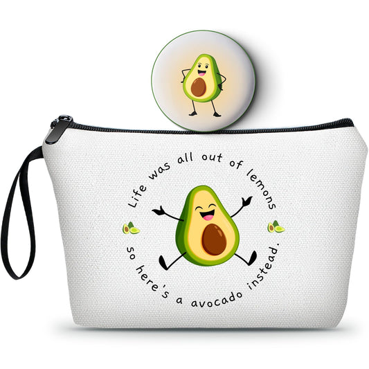 KONSOM Fun Gifts for Women,Inspirational Gifts for Women, Avocado Purse,Avocado Makeup Bag with Mirror,Positivity Gifts,Fun Birthday Gifts for Women,Small Gifts for Women, Sister, Friend, Bff