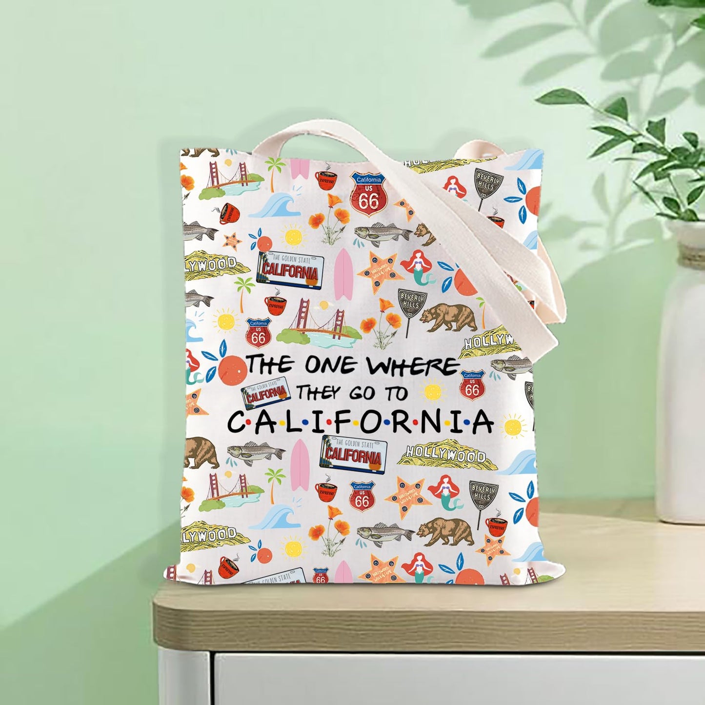 FOTAP California Trip Makeup Bag California State Gift California Souvenir Gift California Travel Bag California Housewarming Gift Vocation Gifts (California tote)