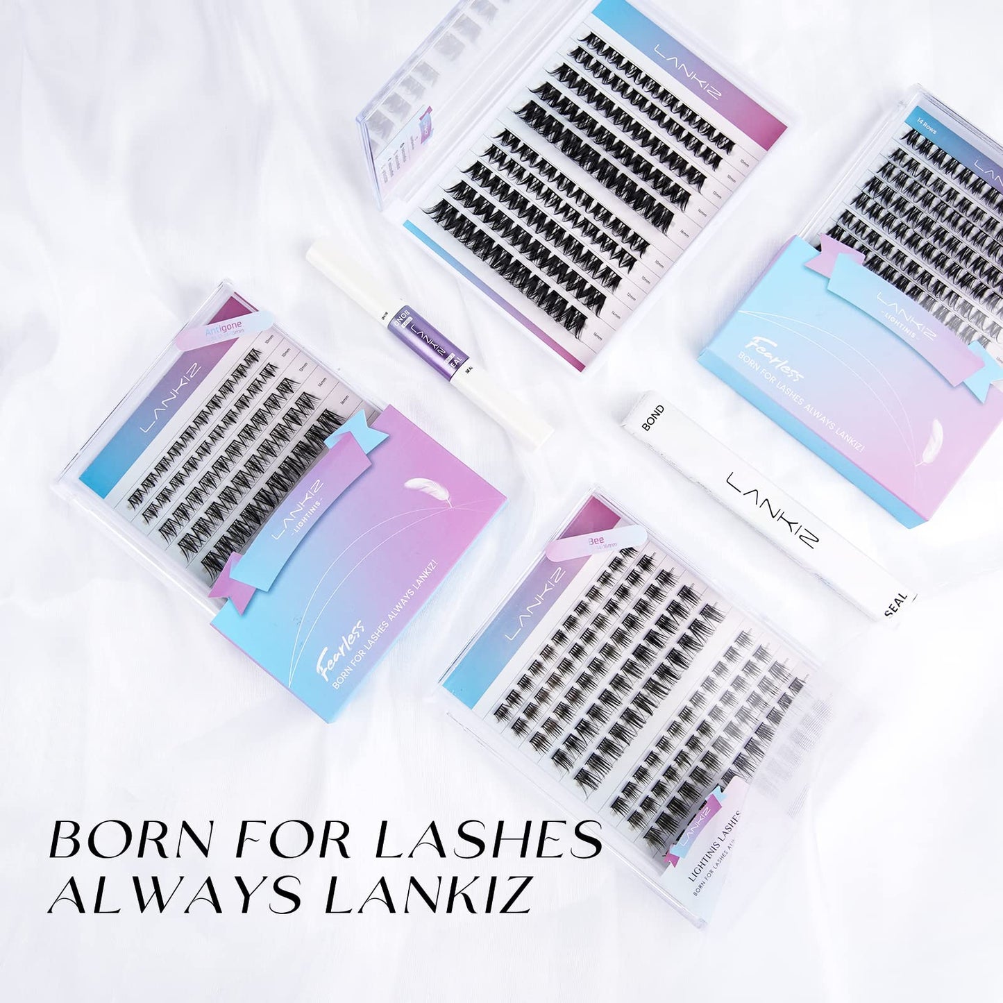 LANKIZ DIY Eyelash Extensions,Individual Lash Extensions Clusters,154 Clusters, Soft and Lightweight 12mm Only Mix Resuale Wide Band Cluster Lashes for Home use (Natural C curl)