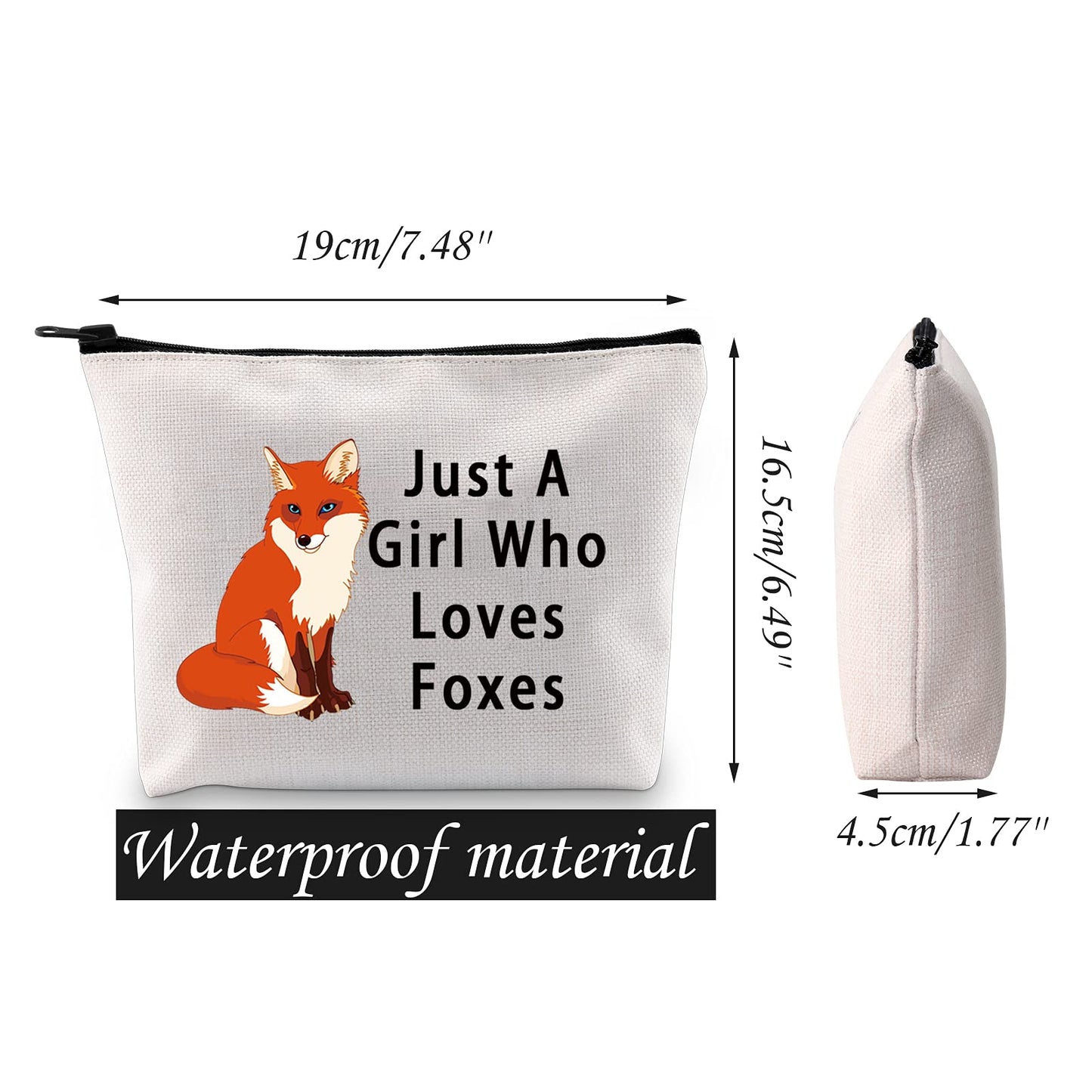 JNIAP Fox Cosmetic Bag Fox Lover Gift Loves Foxes Makeup Pouch Fox Animal Travel Toiletry Bag (Loves Foxes Bag)