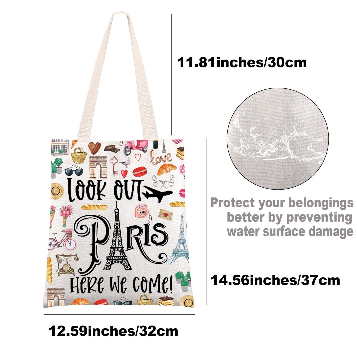 JNIAP Paris Themed Makeup Bag Paris Trip Gifts Paris Travel Bag Paris Toiletry Bag Paris Zipper Pouch Paris Makeup Pouch (look out paris tb)