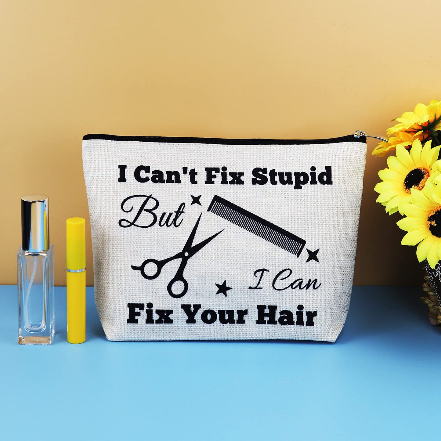 3 Pcs Hairdresser Gifts Hair Stylist Makeup Bag Hair Stylist Gifts Cosmetic Bags Funny Hair Dresser Gift Cosmetic Pouch Makeup Case Christmas Inspirational Graduation Gift for Hairdresser Hair Stylist