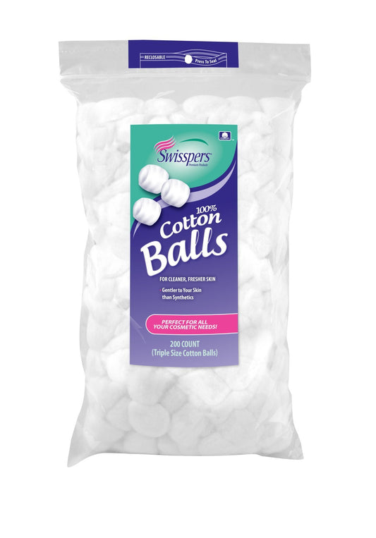 Swisspers Multi Care Cotton Balls, Triple Size, 200 Count, 4.75-Ounce (Pack of 24)