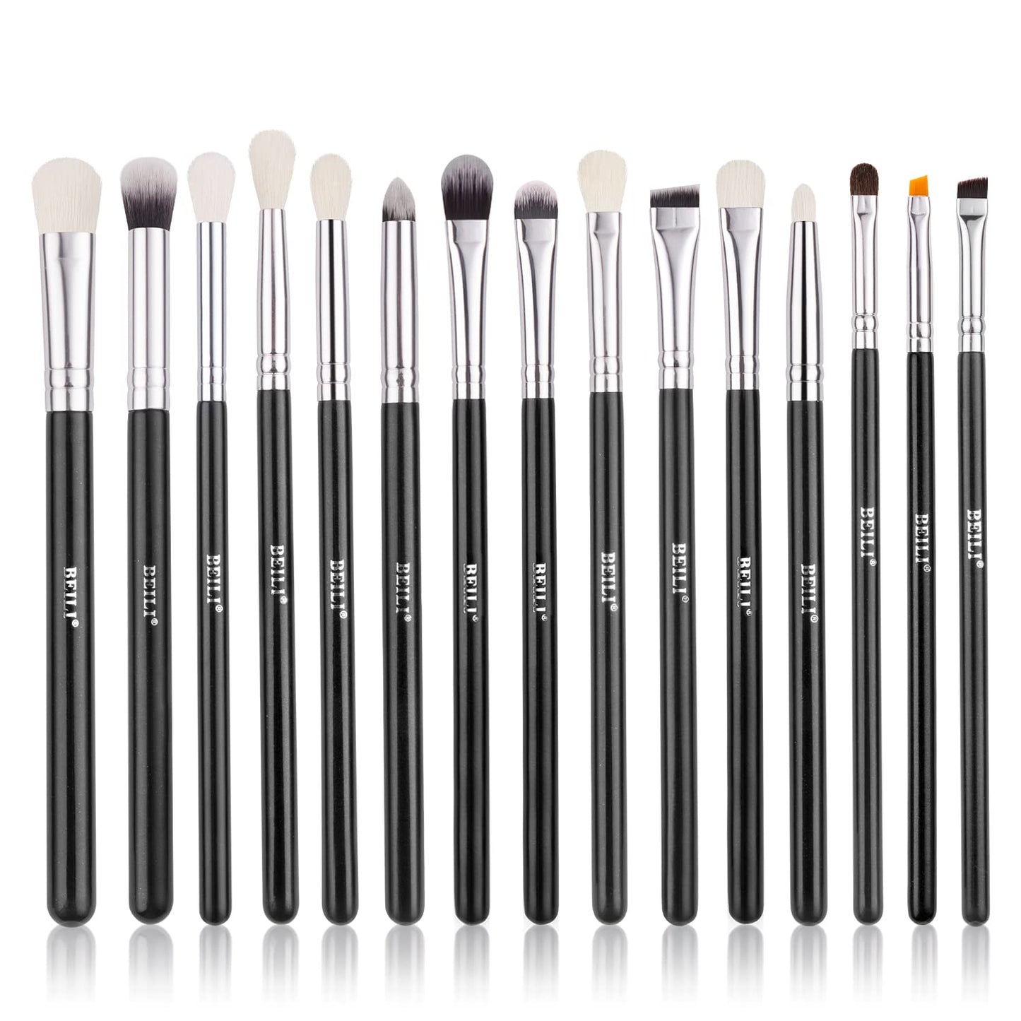 BEILI Eye Makeup Brushes 15pcs Eyeshadow Brushes Soft Synthetic-Natural Hair Eye Shadows Blending Concealers Eyebrow Eyeliner Professional Make Up Brushes Set