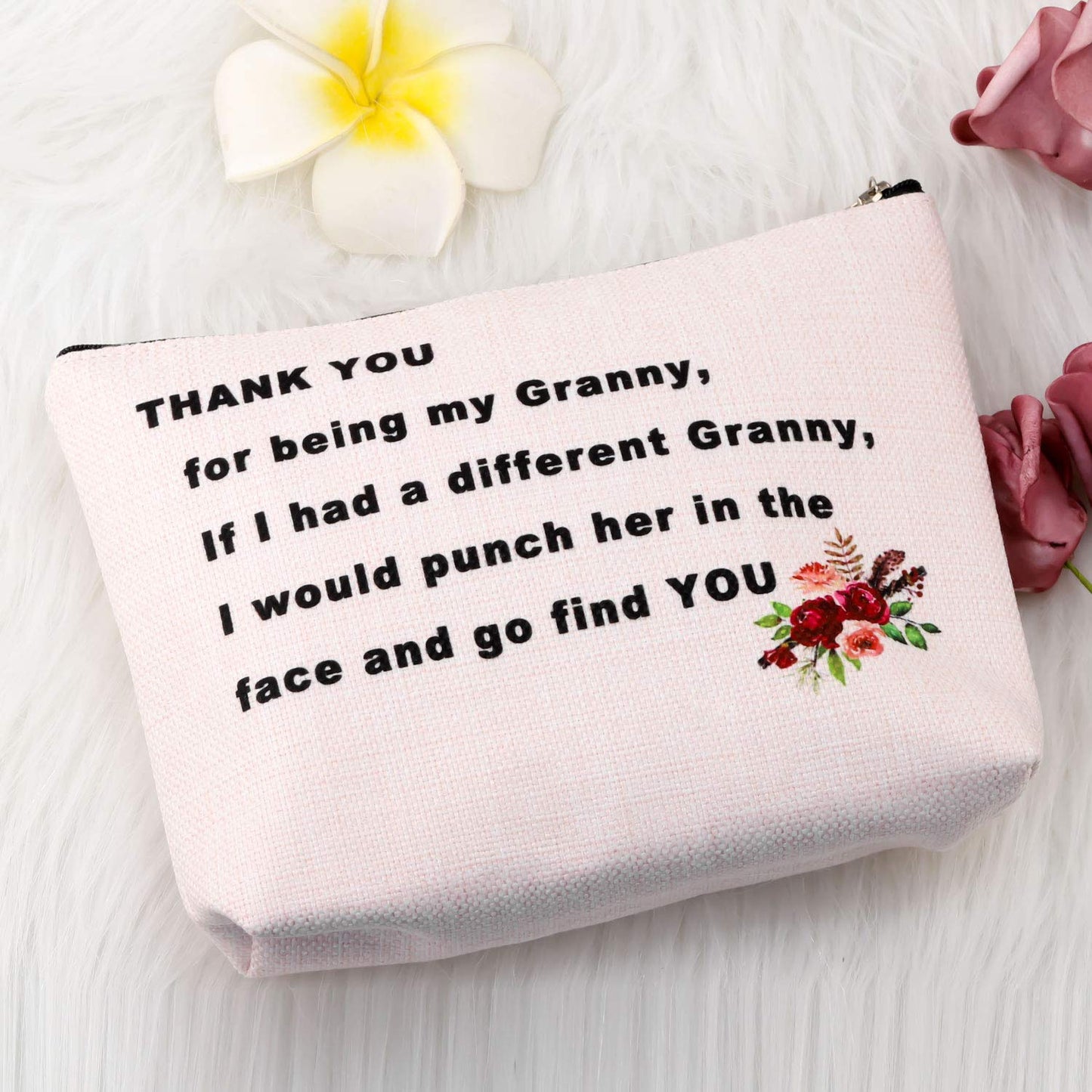 PXTIDY Granny Gift Grandma Makeup Bag Thank You For Being My Granny Cosmetic Bag Best Granny Ever Gift Grandmother Travel Bags Gran Grannie Gifts (beige)