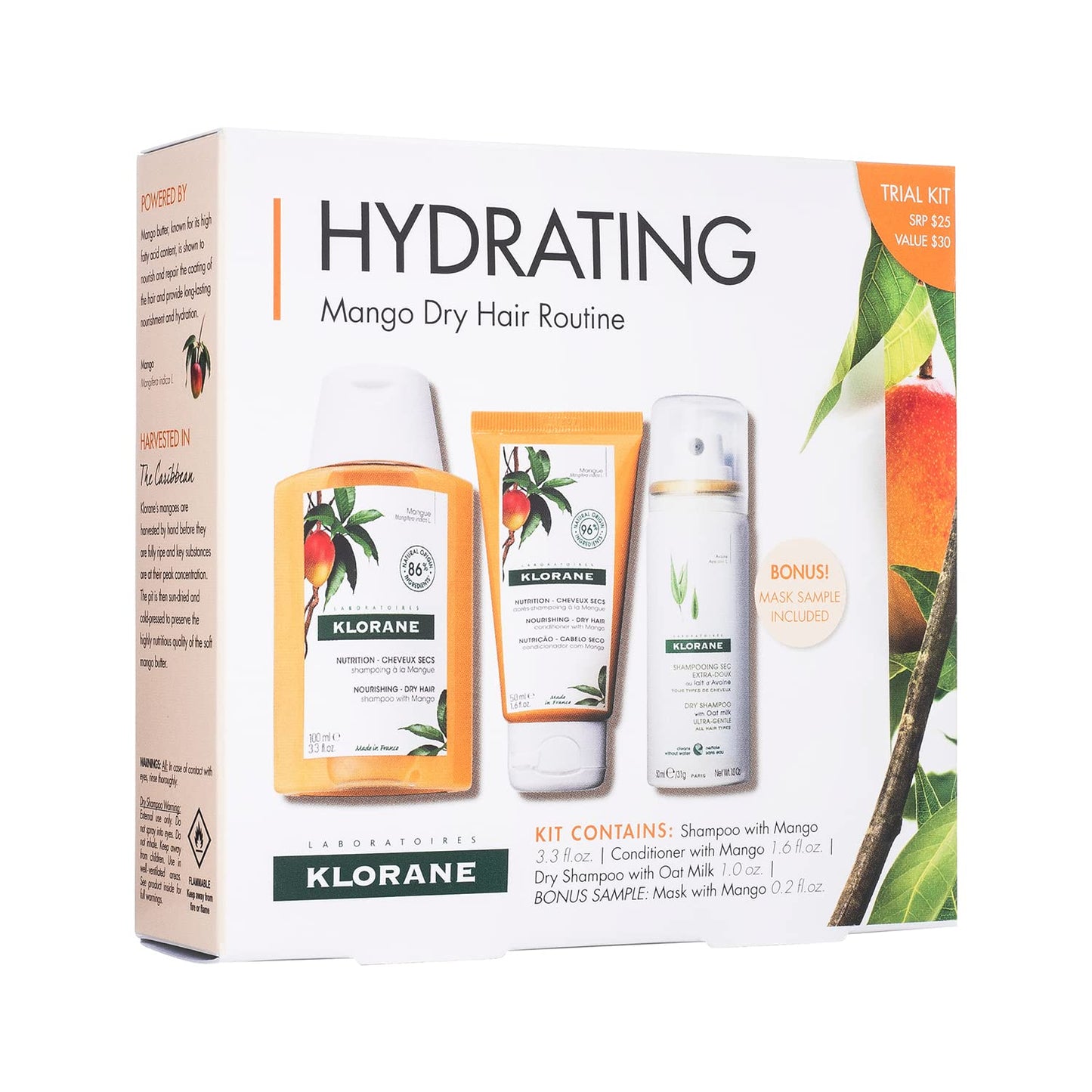 Klorane Hydrating Mango Dry Hair Routine Trial Kit