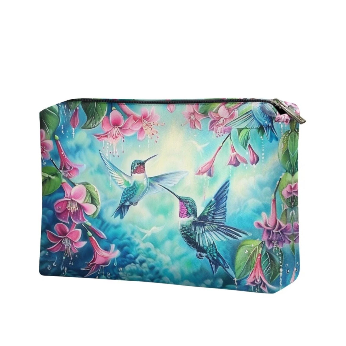 ELEDIZI Hummingbird Makeup Bag Toiletry Bags for Traveling Women Leather Cosmetic Bags for Women Skincare Bag Waterproof Small Personal Items Travel Bag Nice Gifts for Women Birthday Quality Items