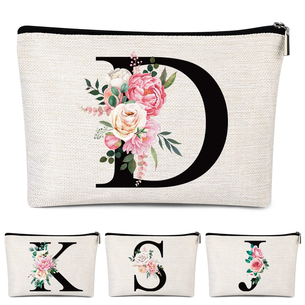 Pyotivol Monogrammed Makeup Bag for Women, Small Personalized Cosmetic Make Up Toiletry Pouch for Purse with Trendy Aesthetic Design, Ideal Travel Period Gift for Friends Bridesmaids