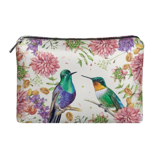 ELEDIZI Hummingbird Cosmetic Bag Cute Makeup Bags for Women Waterproof Skincare Travel Bag Travel Toiletry Bag Pu Leather Makeup Brush Bag with Zipper Portable Lipstick Case Birthday Gifts for Women