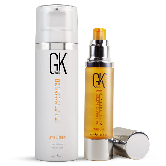 GK HAIR Global Keratin Leave in Conditioner Cream 130ml - Organic Argan Oil Hair Serum For Frizz Control Dry Damage Hair Repair 50ml