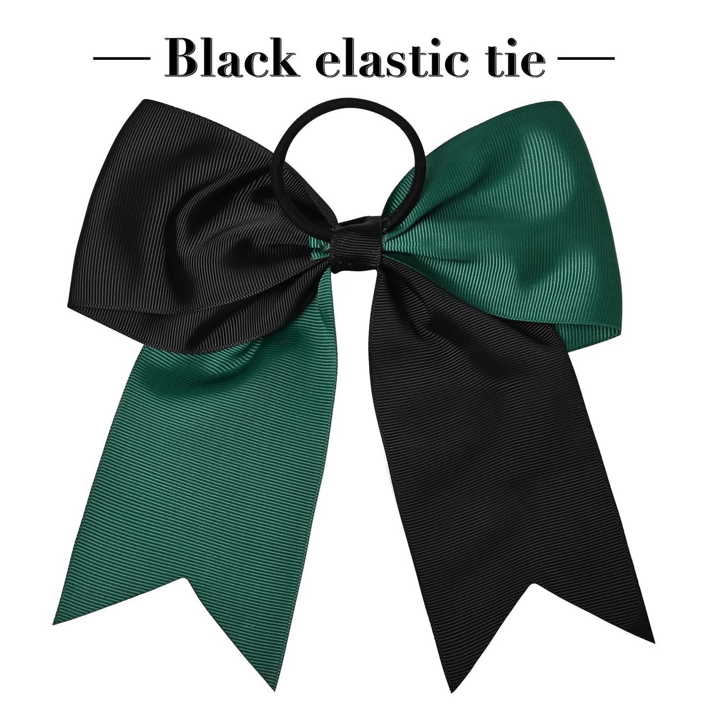 12 PCS 8" Large Cheer Bows Black Green Girl Hair Bows Cheerleading Softball Bow Hair Ties Hair Accessories for cheerleaders football Competition Sports