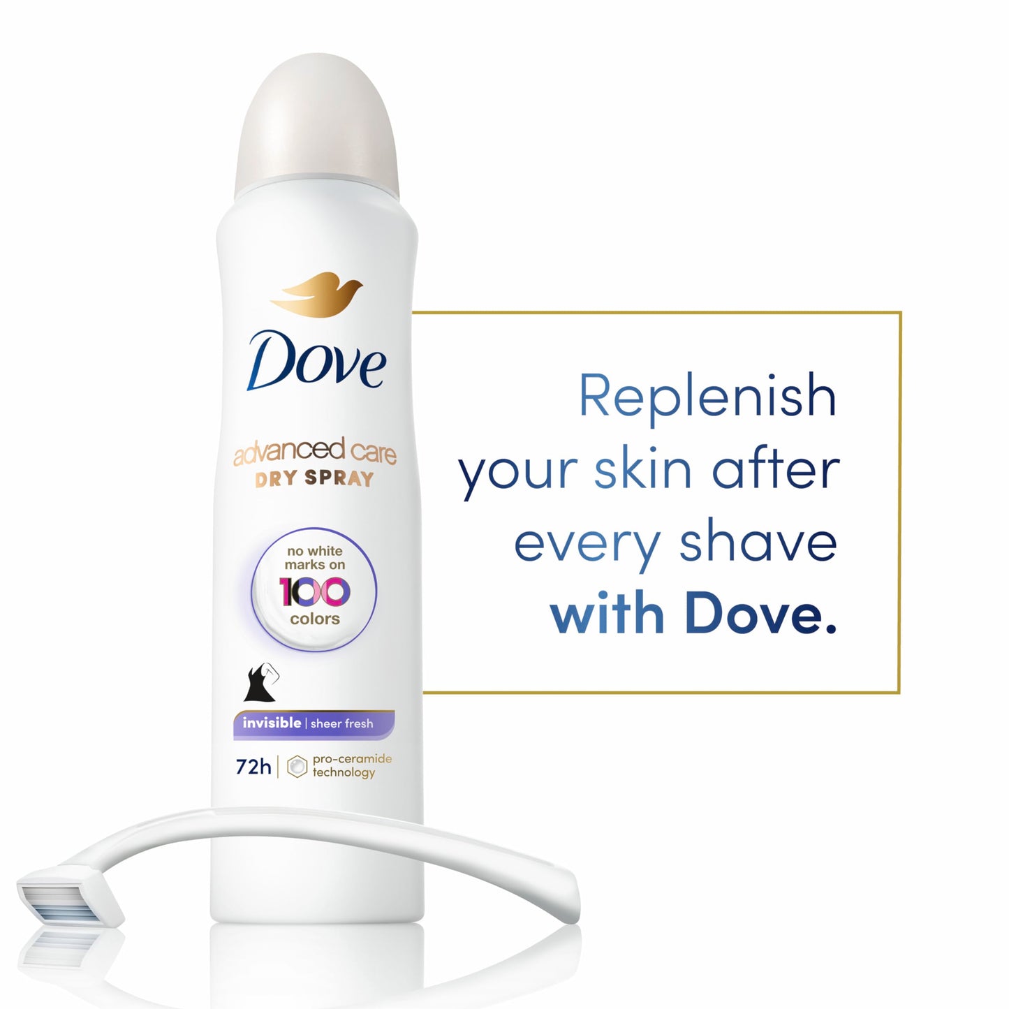 Dove Advanced Care Antiperspirant Deodorant Dry Spray Sheer Fresh Invisible antiperspirant tested on 100 colors Anti-stain antiperspirant with sweat protection 3.8 oz