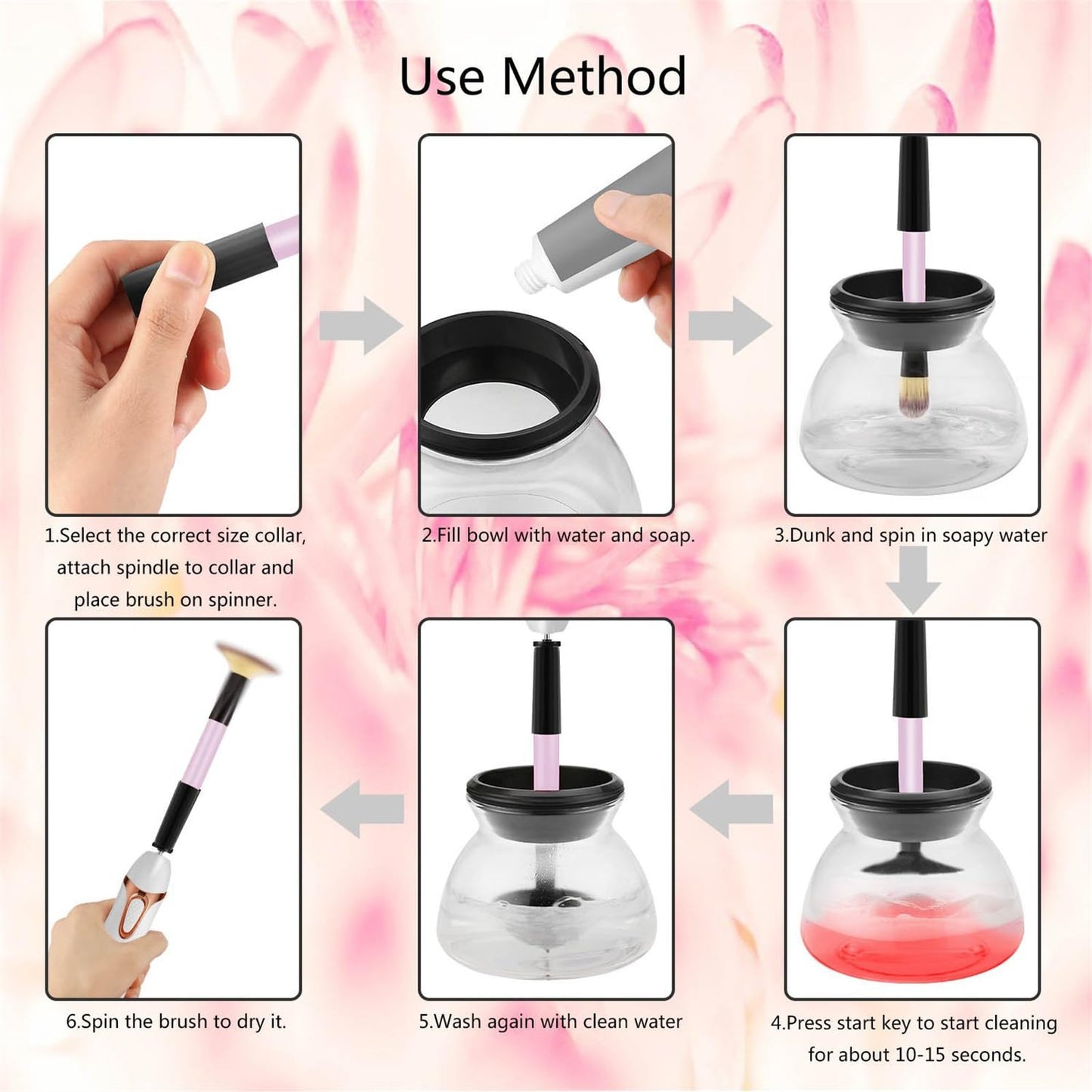 Crmanedy Makeup Brush Cleaner Machine，Travel Portable Electric makeup brush cleaner machine，Cosmetic Makeup Brush Cleaner For All Size Makeup Brush，Gift Kit for girls and womens