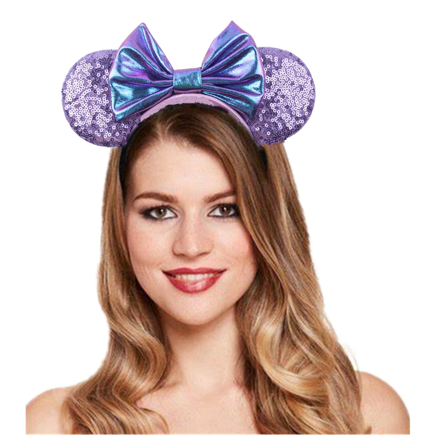 JOYFISCO Mouse Ears Headbands Shiny Bow Mouse Ears Headband Glitter Party Princess Decoration Cosplay Costume for Women Girls