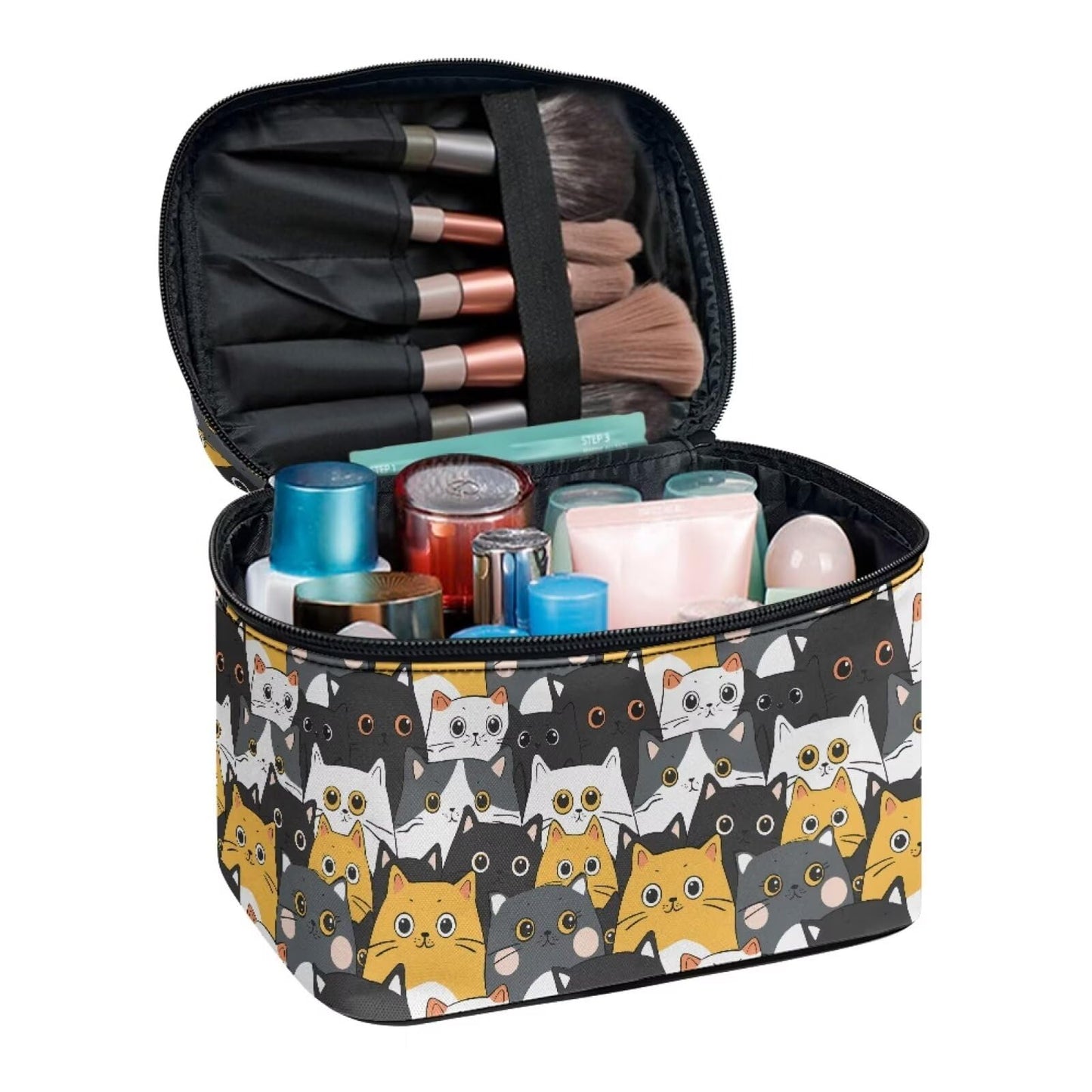 JoyLamoria Cute Cat Print Makeup Bag Pouch Cosmetic Bag Toiletry Bag Desk Cosmetics Pouch Storage Decor