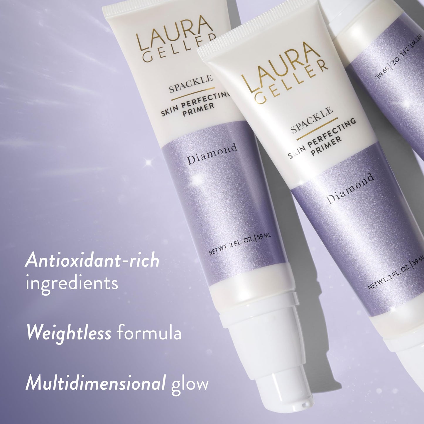 LAURA GELLER NEW YORK Illuminating Duo: Baked Balance-n-Glow Illuminating Foundation, Deep + Spackle Skin-Perfecting Makeup Primer, Diamond